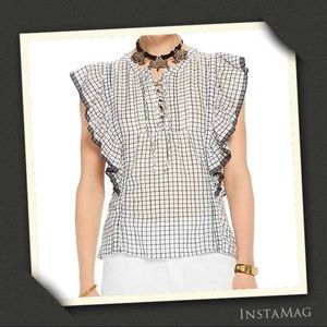 SCOTCH & SODA Checkered Sleeveless RuffleTop
